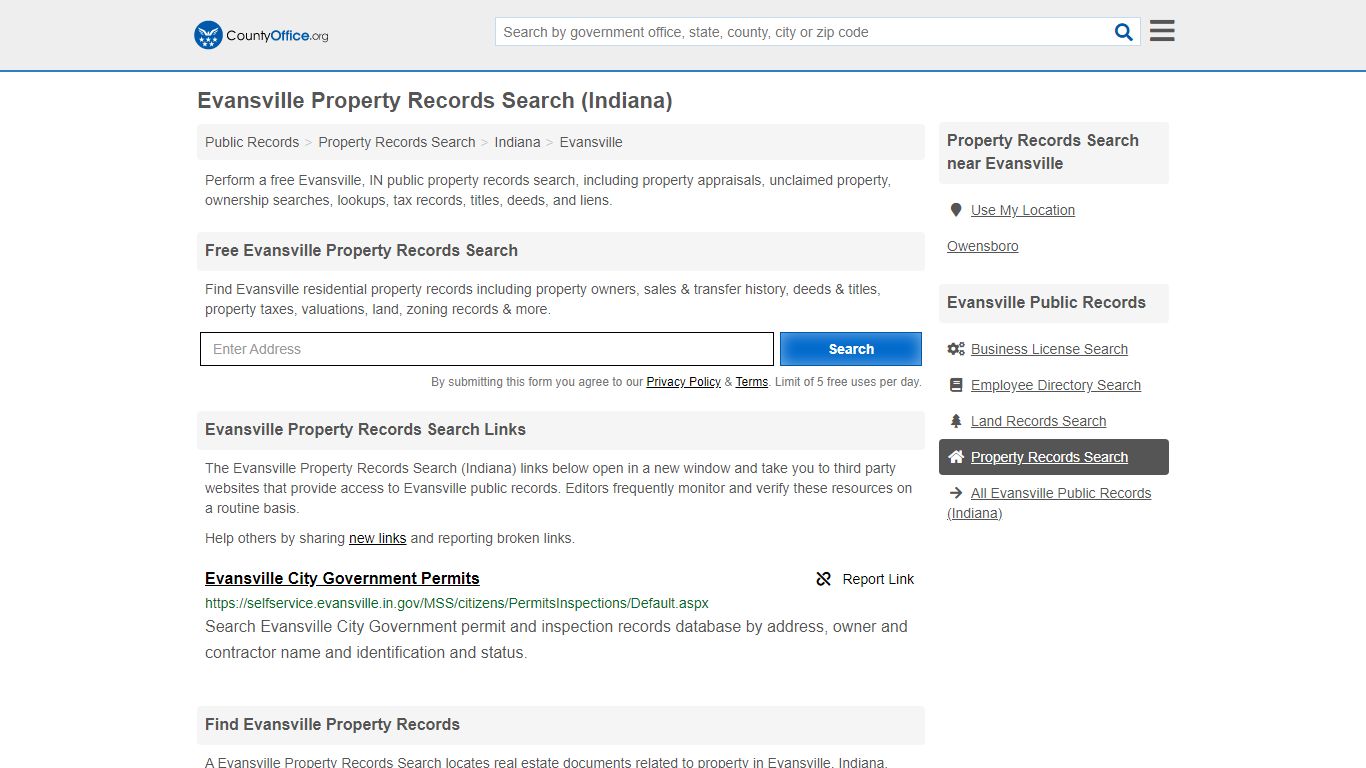 Evansville Property Records Search (Indiana) - County Office